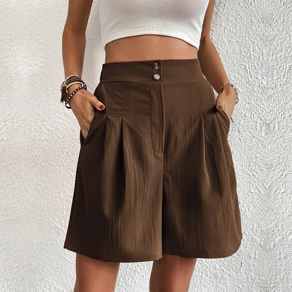 Julie | Korte Comfortabele Shorts - Dames blouse rok set - Bruin - #Calora#