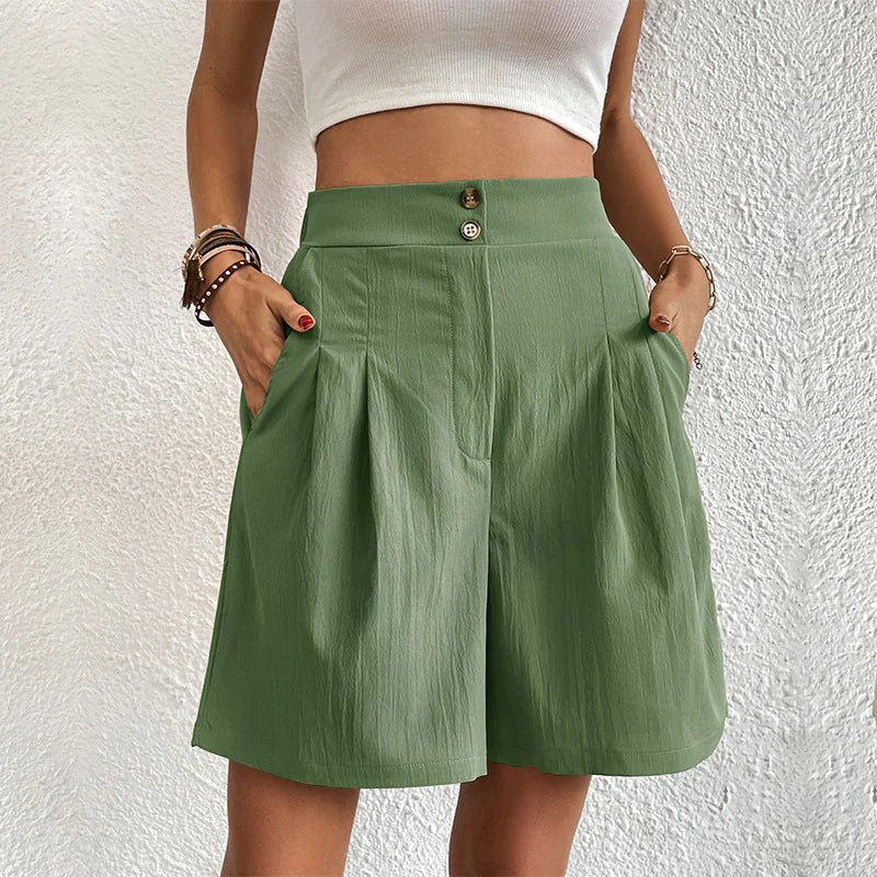 Julie | Korte Comfortabele Shorts - Dames blouse rok set - Donkergroen - #Calora#