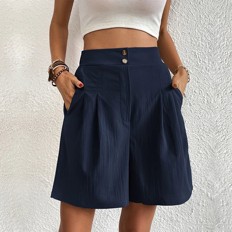 Julie | Korte Comfortabele Shorts - Dames blouse rok set - Blauw - #Calora#