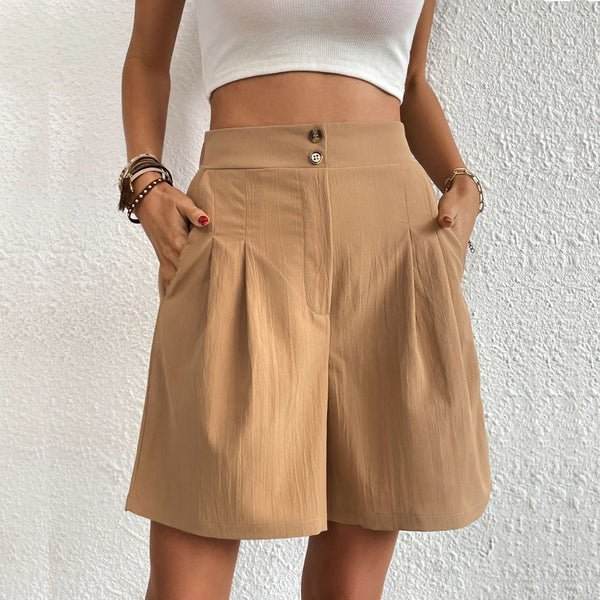 Julie | Korte Comfortabele Shorts - Dames blouse rok set - Beige - #Calora#