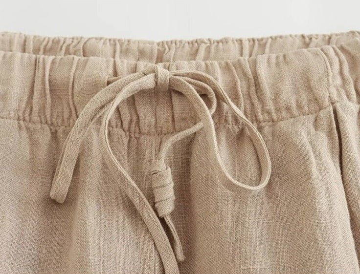 Leda | Casual Linnen Broek van Set - Linnen zomer kleding dames - Khaki - #Calora#