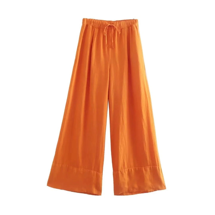 Leda | Casual Linnen Broek van Set - Linnen zomer kleding dames - Oranje - #Calora#