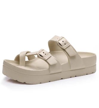 Leilani | Comfortabele Sandalen Dikke Zool - Khaki - #Calora#