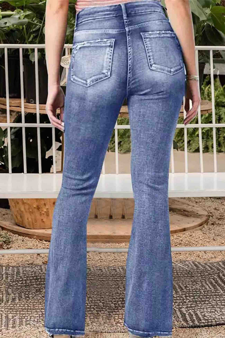 Retro Jeans met zijknoop en wijde pijpen