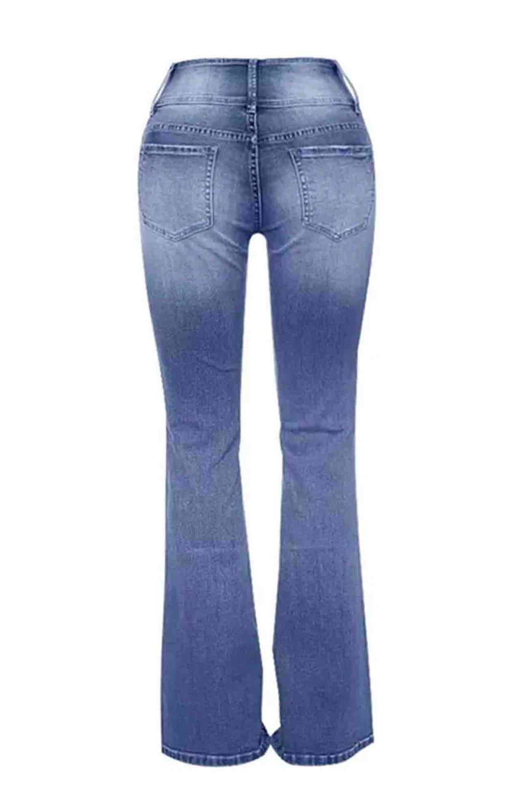 Retro Jeans met zijknoop en wijde pijpen