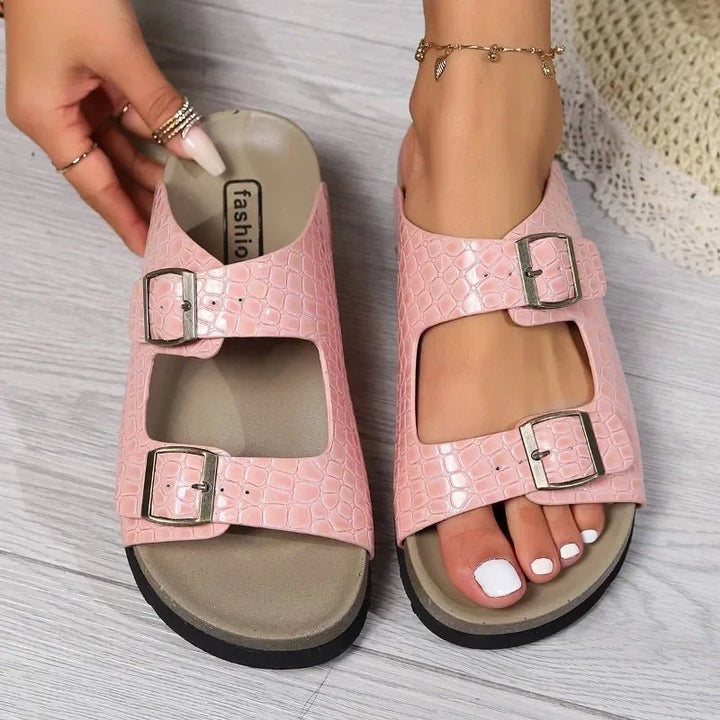 Louise | Trendy Dames Zomer Slippers - Roze - #Calora#