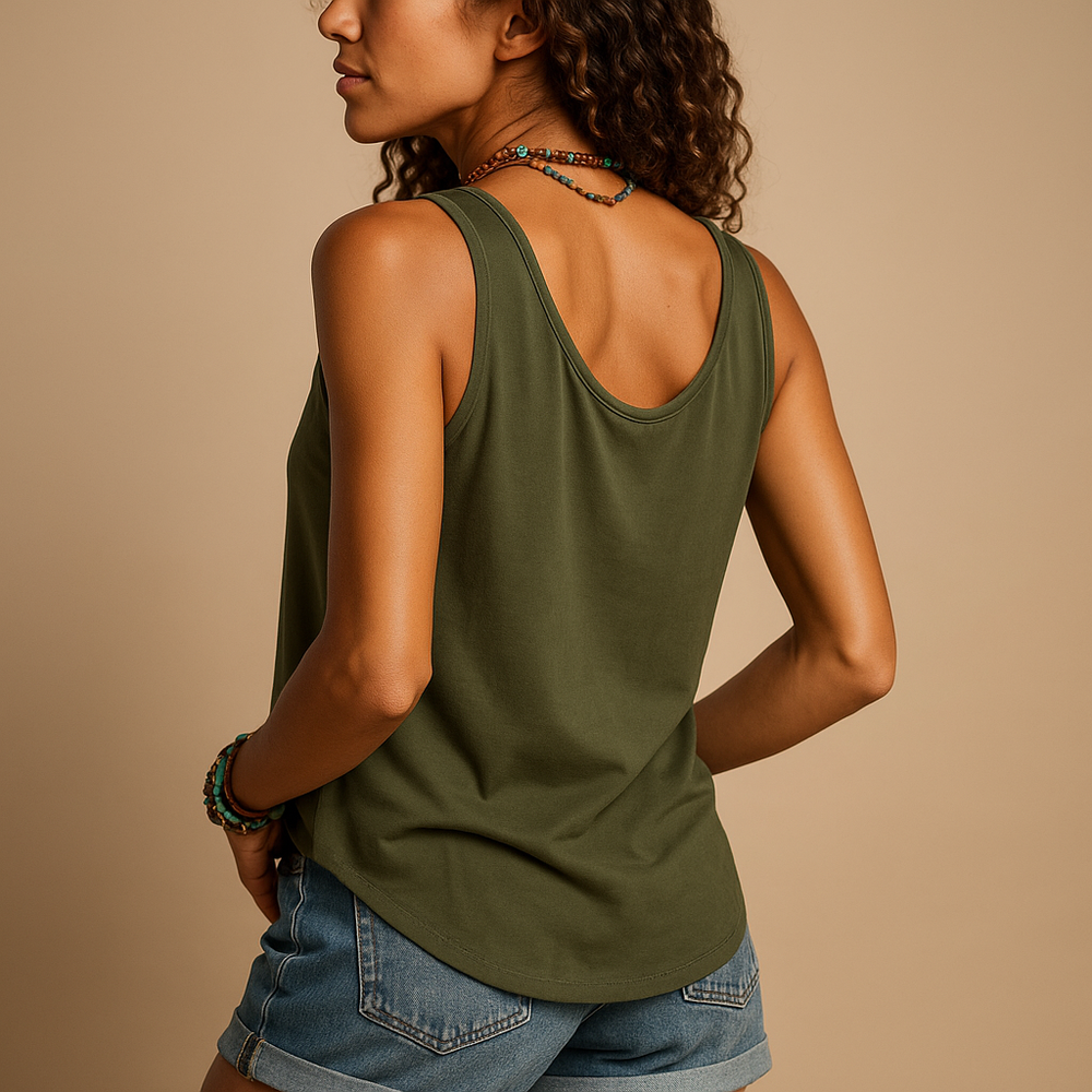 CALORA_ Luchtige Mouwloze Top met V Hals voor Dames Zomerse Look