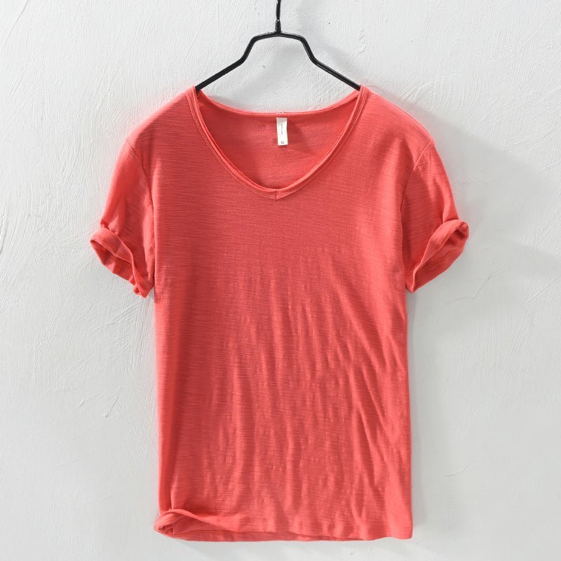 Lyron | Luchtig Katoenen T - Shirt - Rood - #Calora#