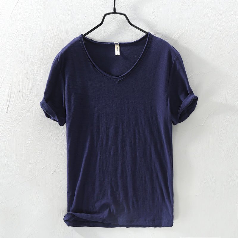 Lyron | Luchtig Katoenen T - Shirt - Donkerblauw - #Calora#