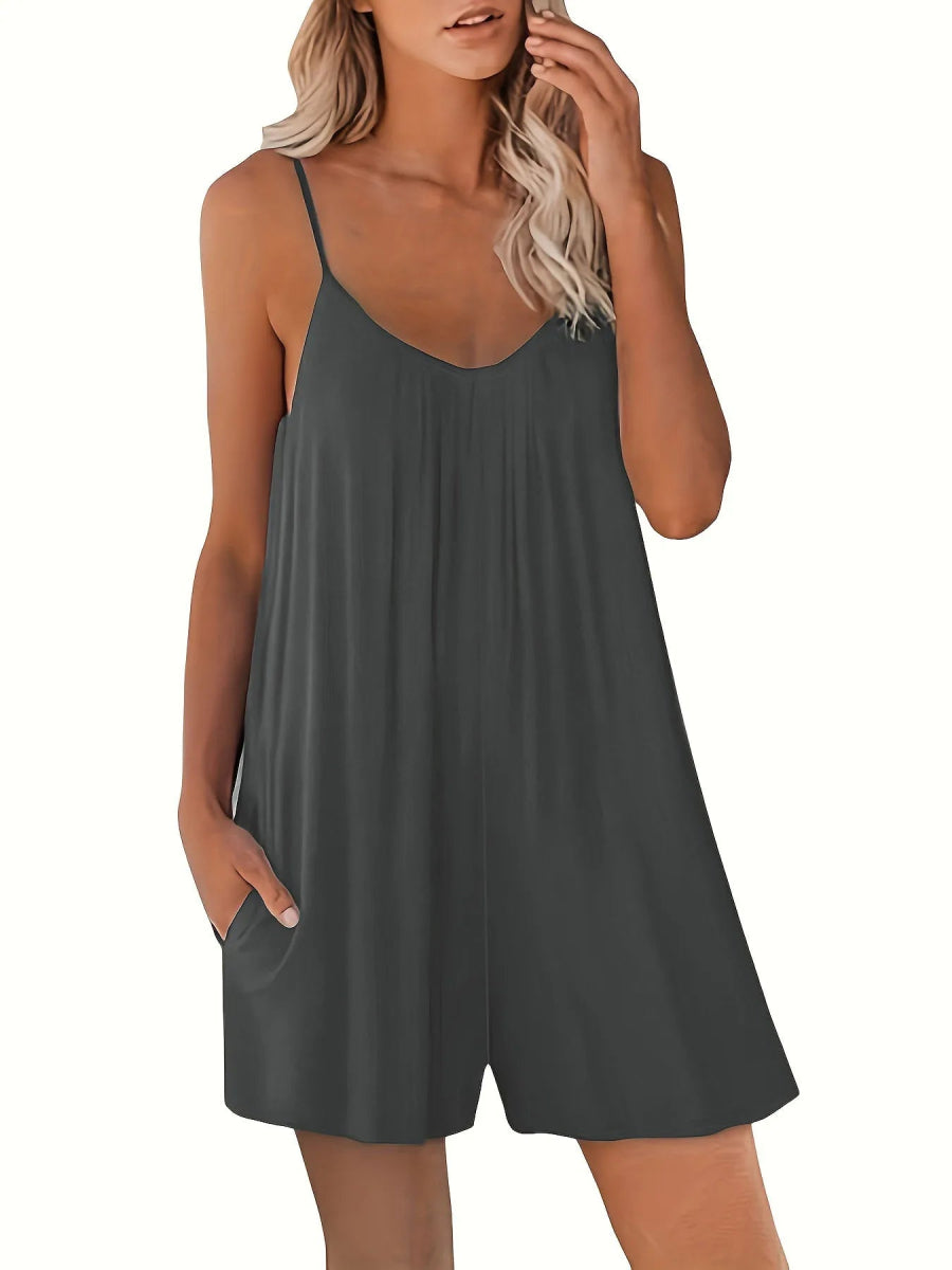 Margreet | Casual Losse Mini Jumpsuit - Elegante korte dames jurk - Donker Blauw - #Calora#