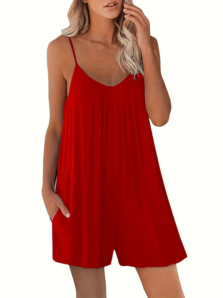 Margreet | Casual Losse Mini Jumpsuit - Elegante korte dames jurk - Rood - #Calora#