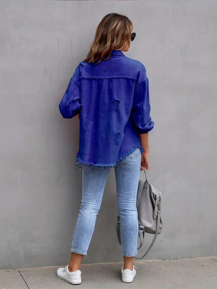 Marly | Oversized Dames Denim Jas - Oranje - #Calora#