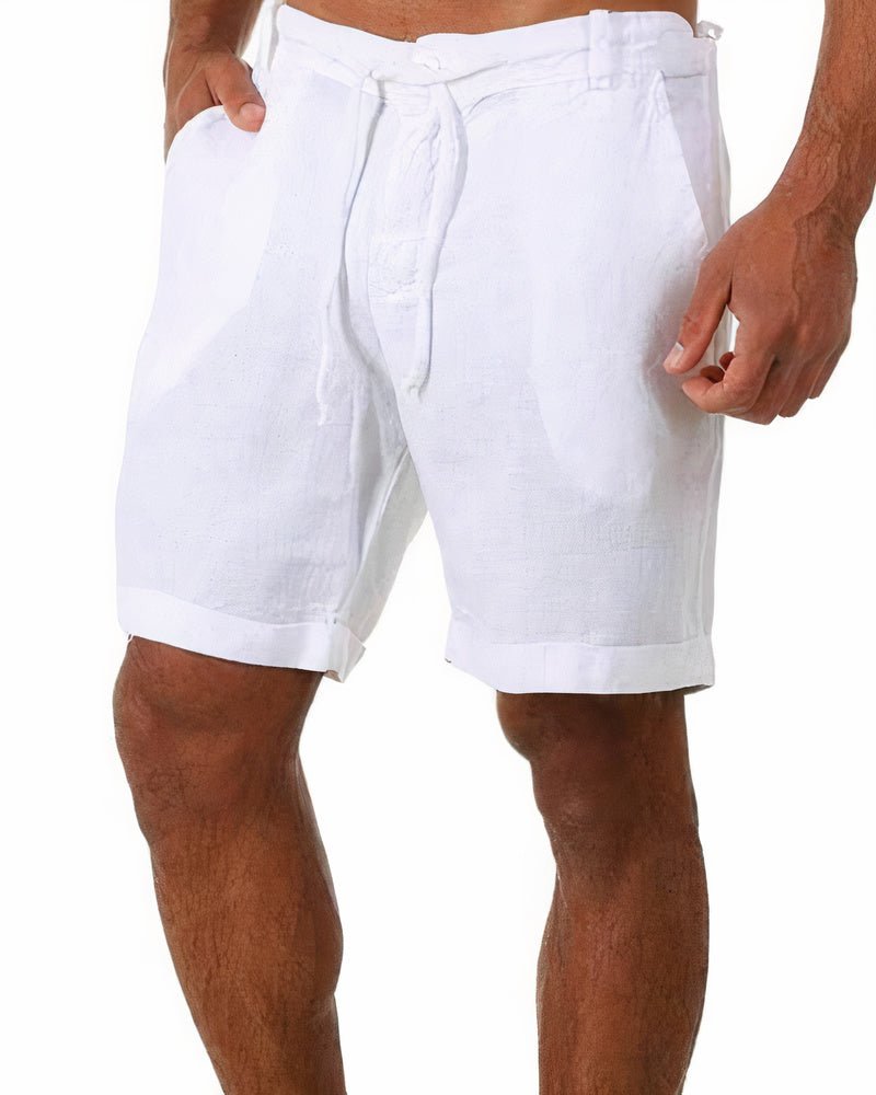 Miaron | Casual Linnen Mannen Shorts - Linnen kleding mannen - Wit - #Calora#