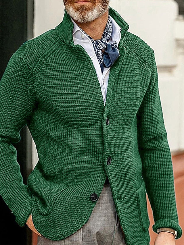 CALORA_ Aldric | Heren cardigan sweater van Geribde gebreide stof met zakken