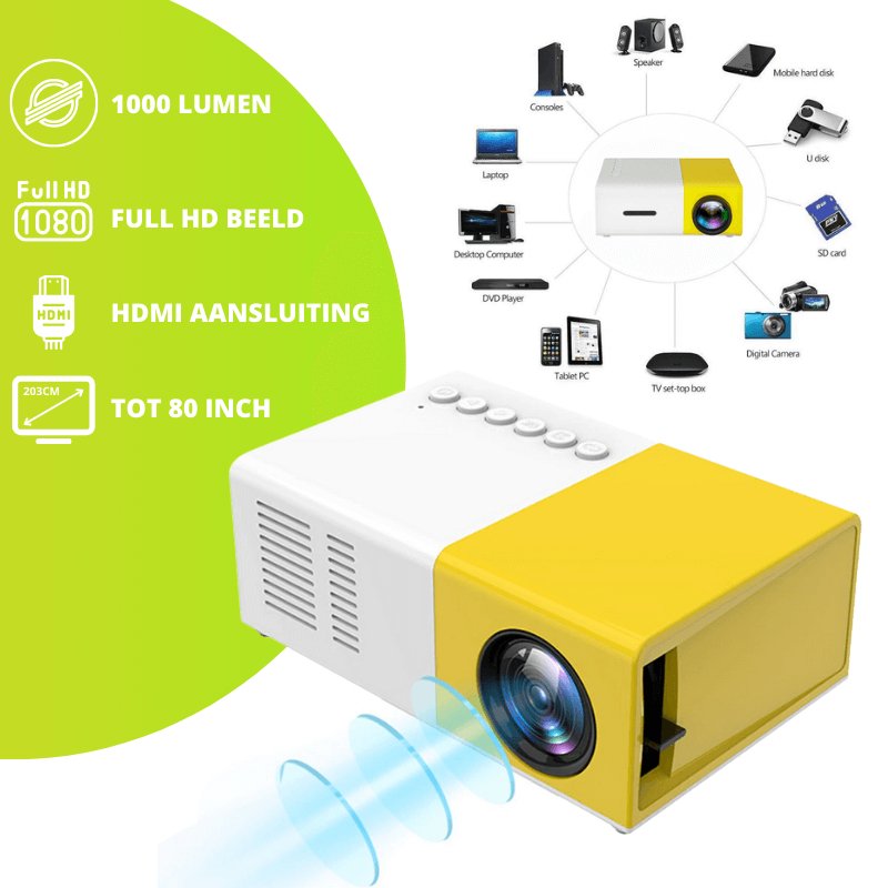 Multibeam | Draagbare Beamer Projector 3.0 - Tech & Gadgets - Geel - #Calora#