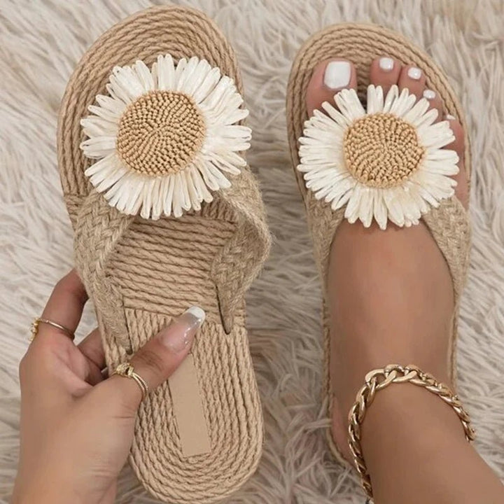 Nalani | Handgeweven Sandalen met Bloem - 36 - #Calora#