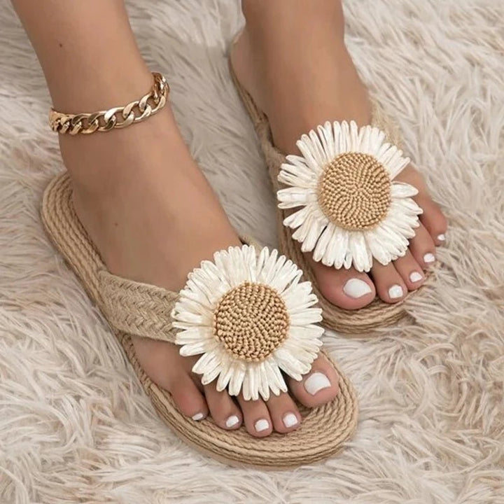 Nalani | Handgeweven Sandalen met Bloem - 36 - #Calora#