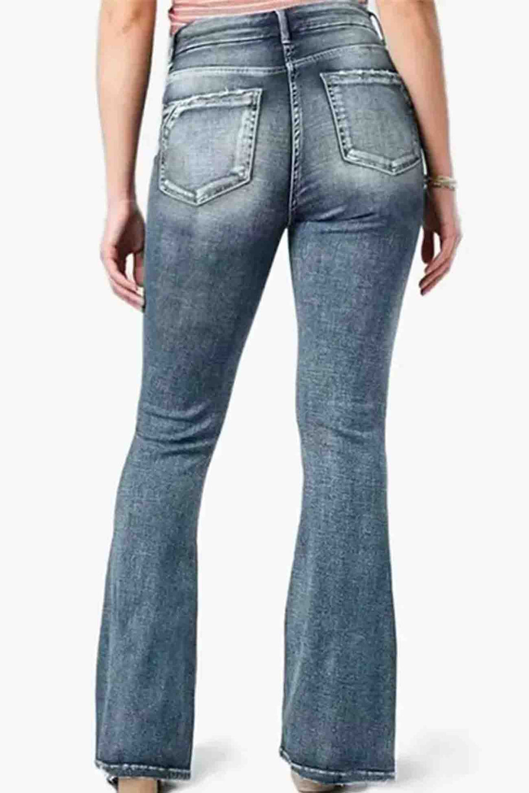 Retro Jeans met zijknoop en wijde pijpen