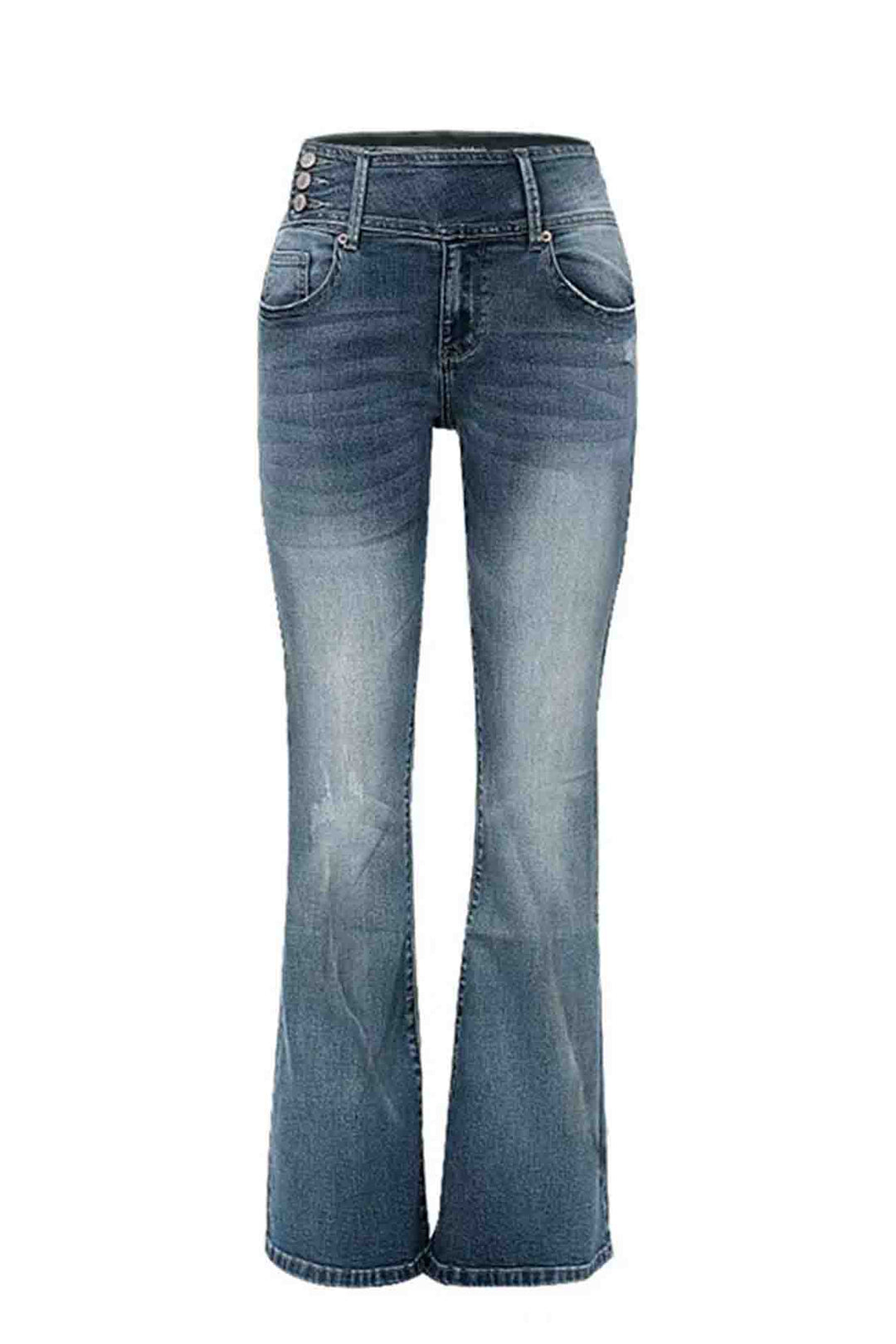 Retro Jeans met zijknoop en wijde pijpen