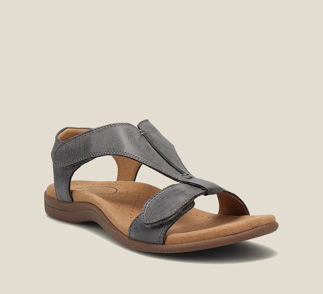 Nienke | Comfortabele Leren sandalen - Dames sandalen - Grijs - #Calora#