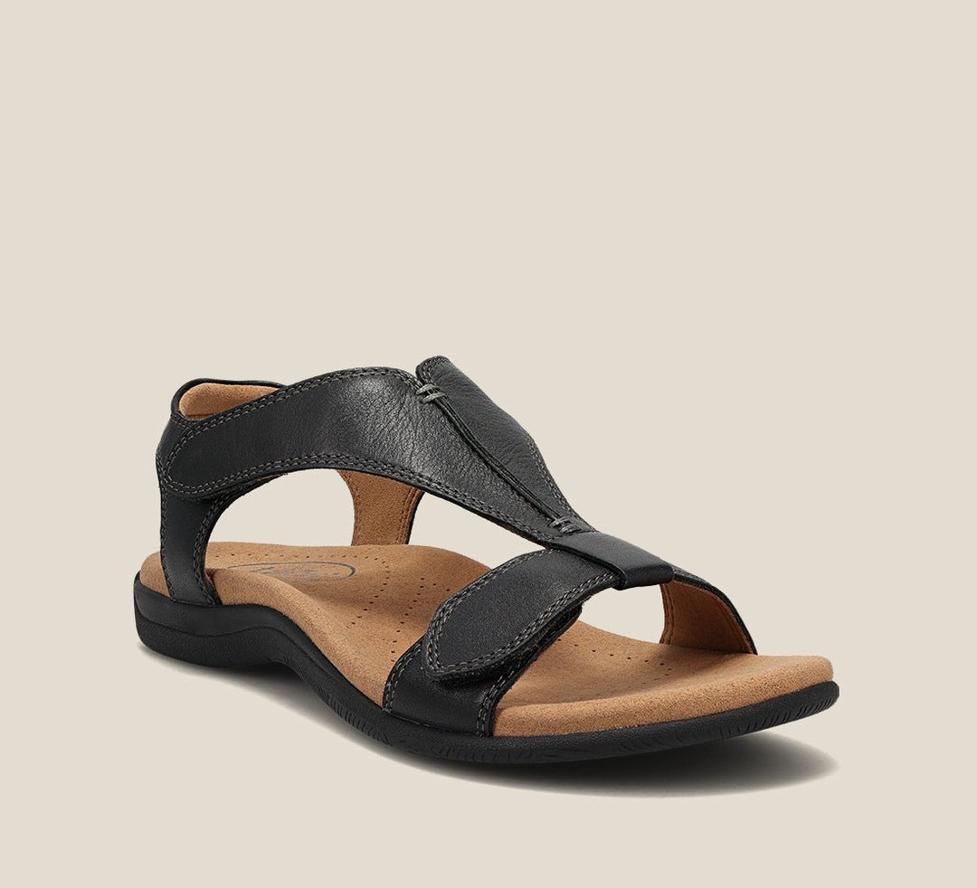 Nienke | Comfortabele Leren sandalen - Dames sandalen - Zwart - #Calora#