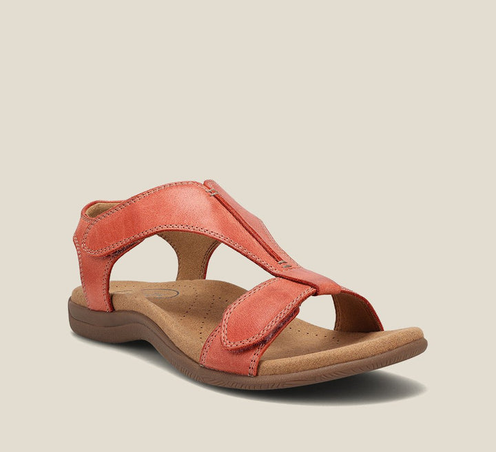 Nienke | Comfortabele Leren sandalen - Dames sandalen - Oranje - #Calora#