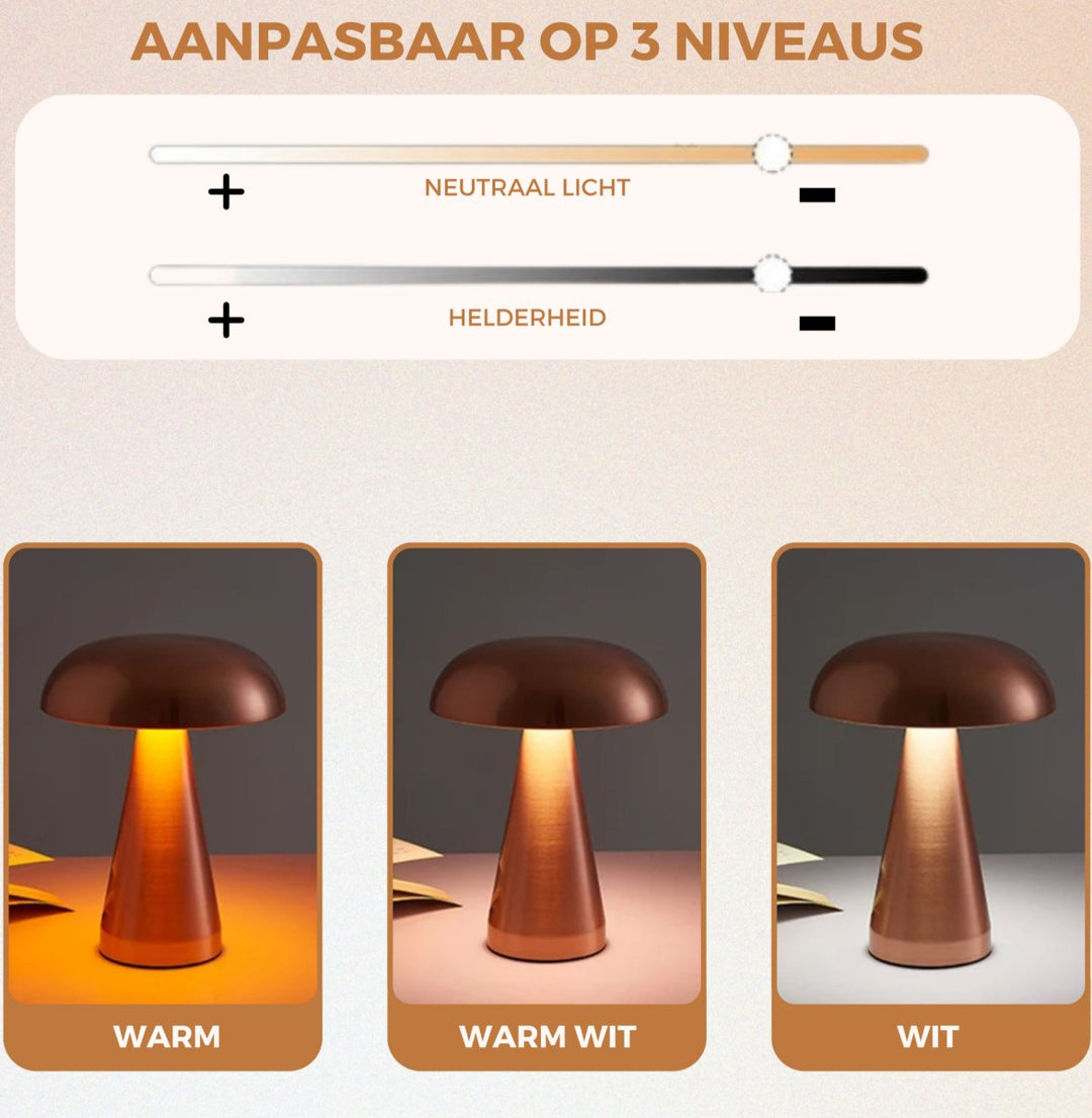 NightGlow | Draadloze Touch Nachtlamp - Decoratie nacht lamp - Koper - #Calora#