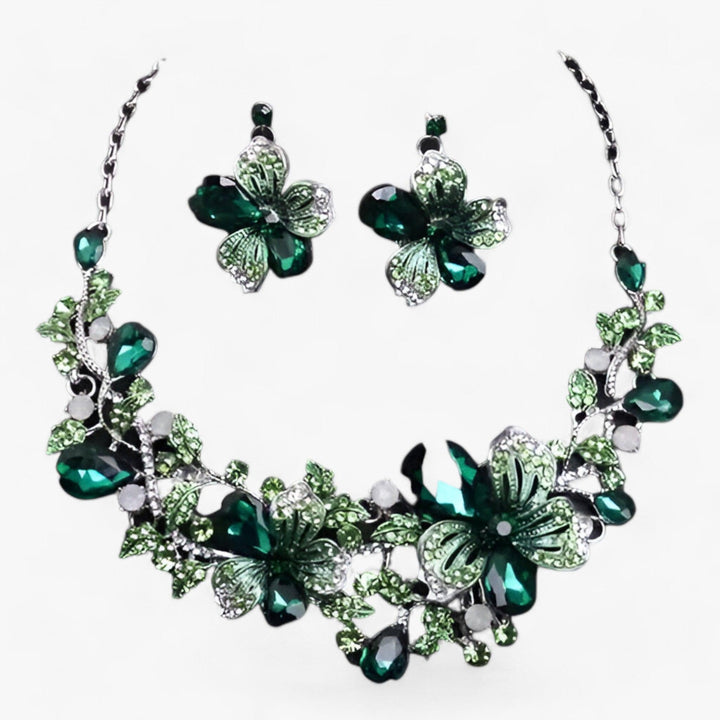 FLORENTIA | Bruidssieraden - bloemenketting en oorbellen