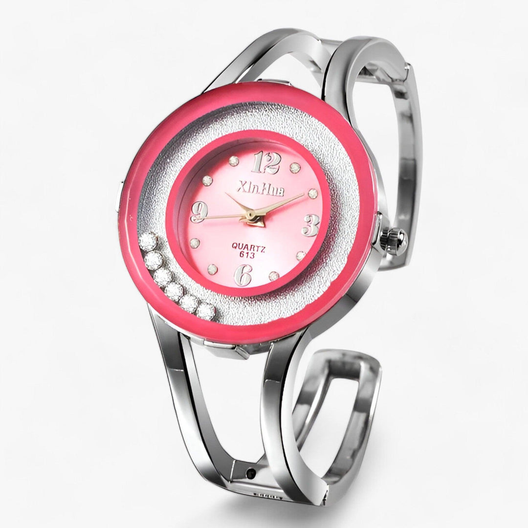 Ronde Bangle Kristal Horloge van RVS