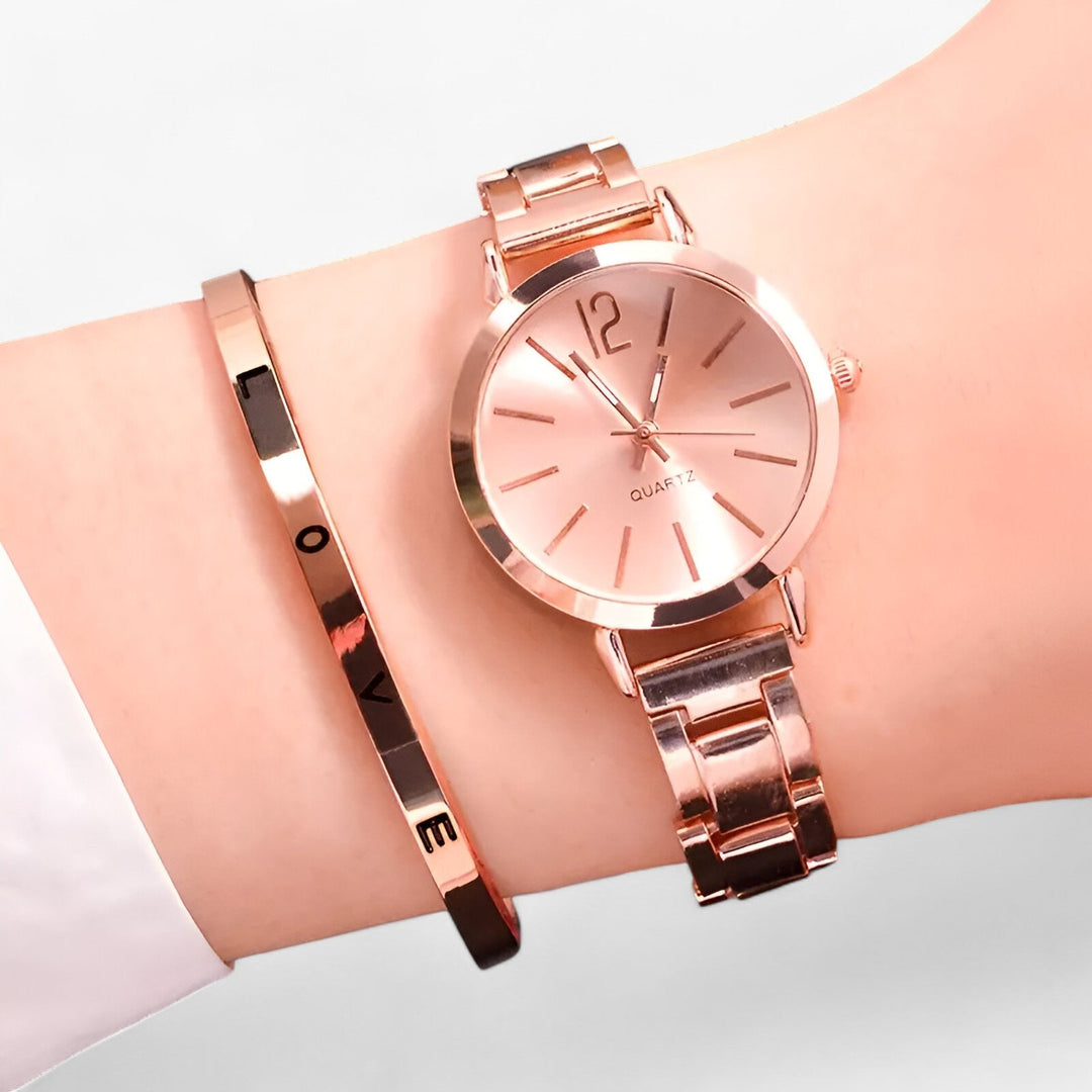 Modern rond Horloge van Legering - Inclusief Armband