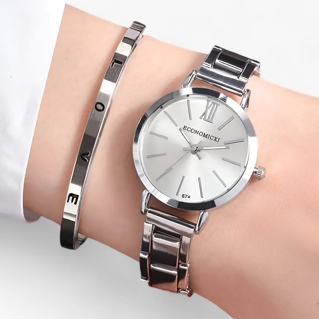 Modern rond Horloge van Legering - Inclusief Armband