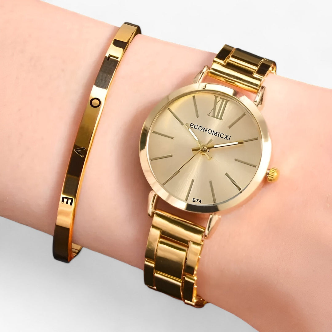 Modern rond Horloge van Legering - Inclusief Armband