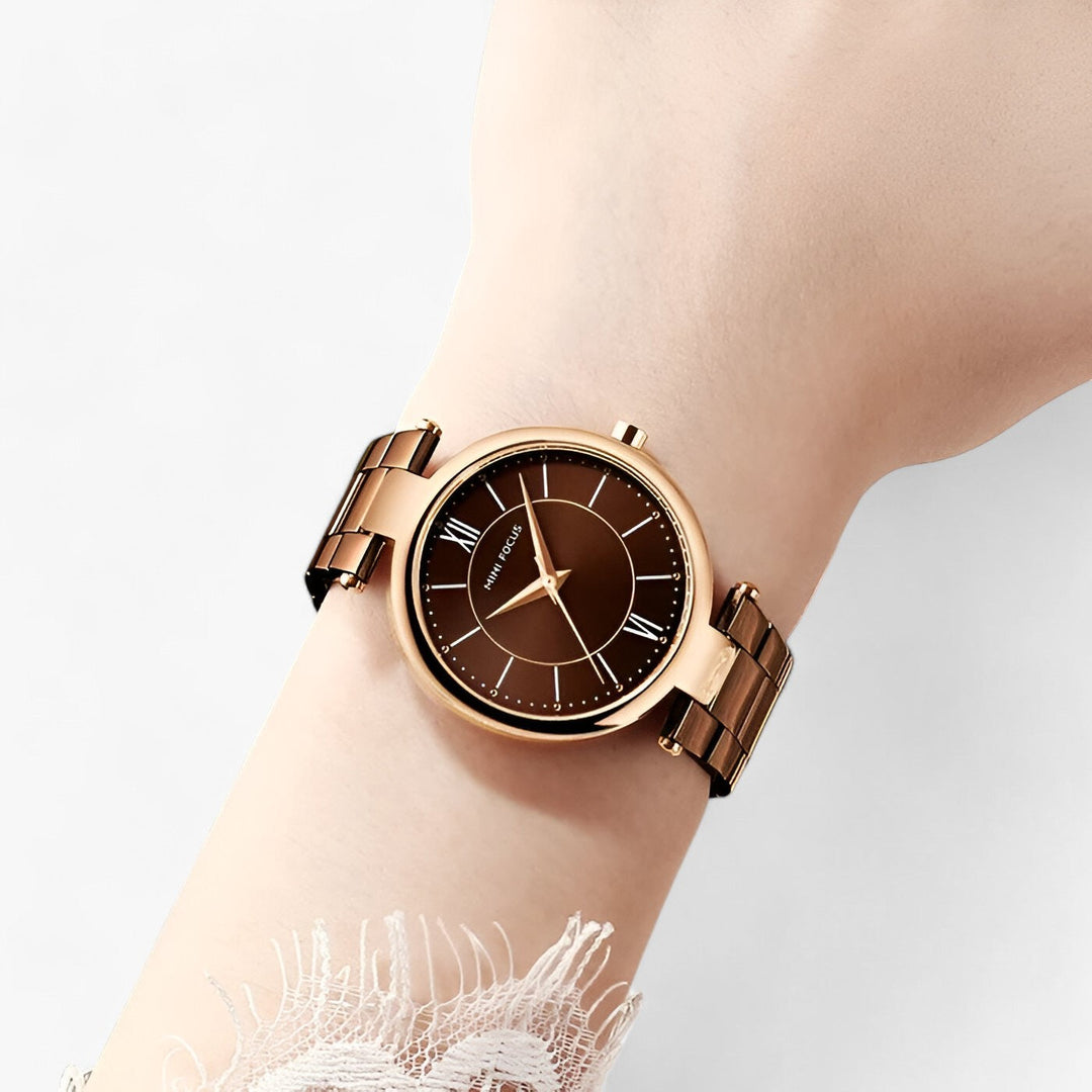 Elegant Dames Quartz Horloge RVS en Minimalistische Wijzerplaat