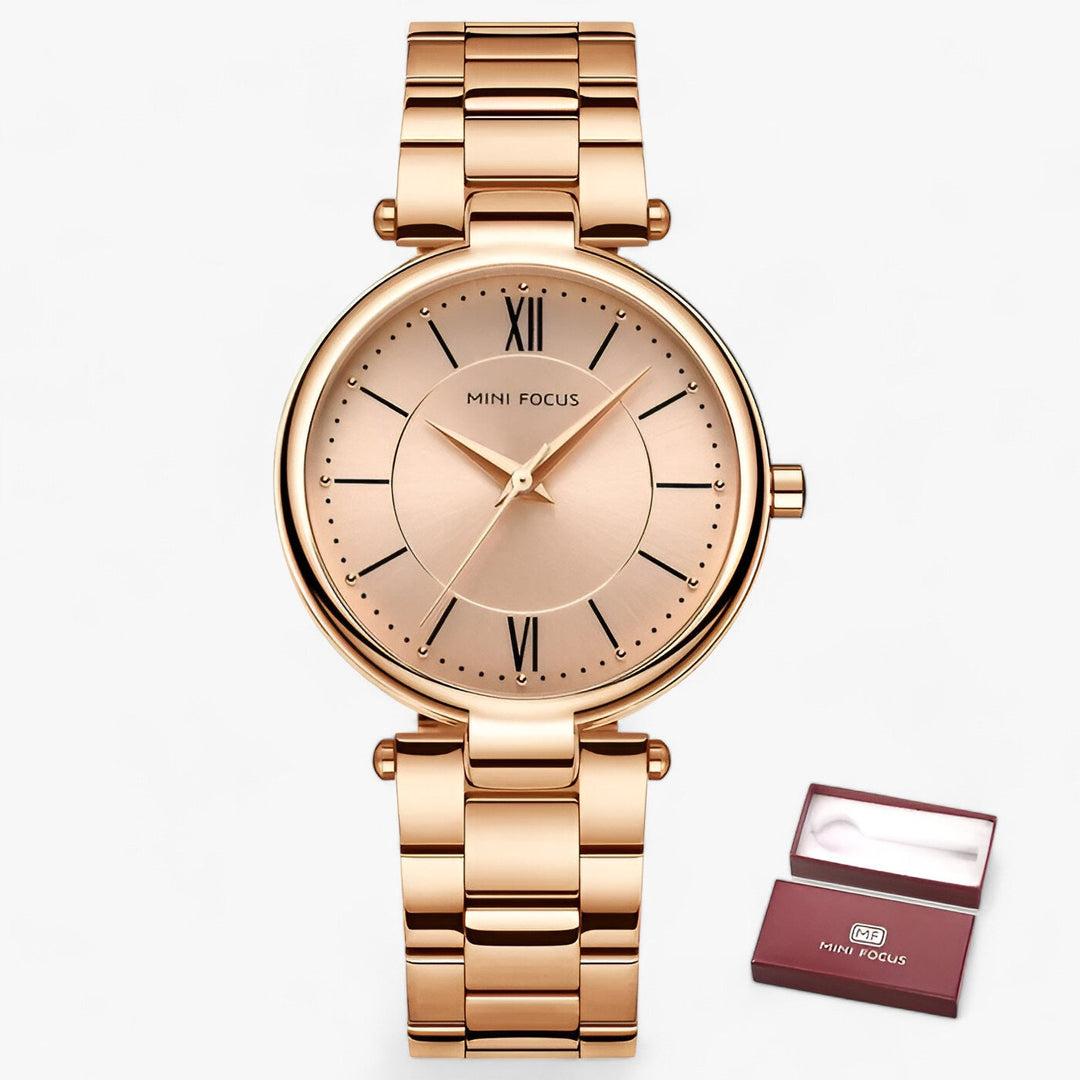 Elegant Dames Quartz Horloge RVS en Minimalistische Wijzerplaat