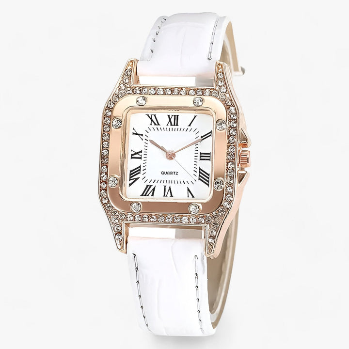 Diamanten Quartz-Leder Horloge