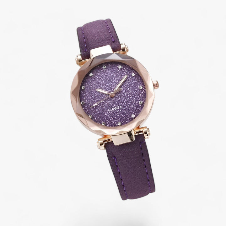 Horloge met ronde wijzerplaat met stralende rhinestones