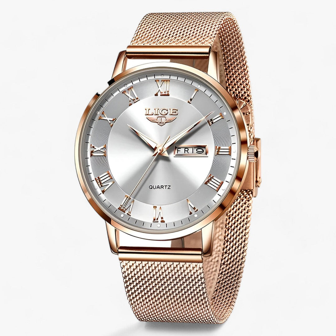 Rond elegante staal-mesh Horloge