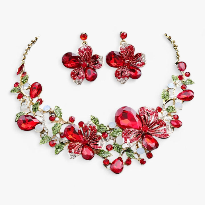 FLORENTIA | Bruidssieraden - bloemenketting en oorbellen