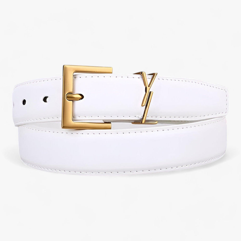 CALORA_ Dames Designer Leren Riem met Gouden Gesp