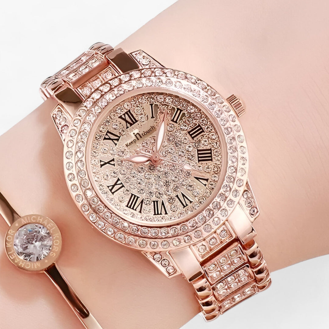 Elance | Rond Zirconia steentjes Horloge