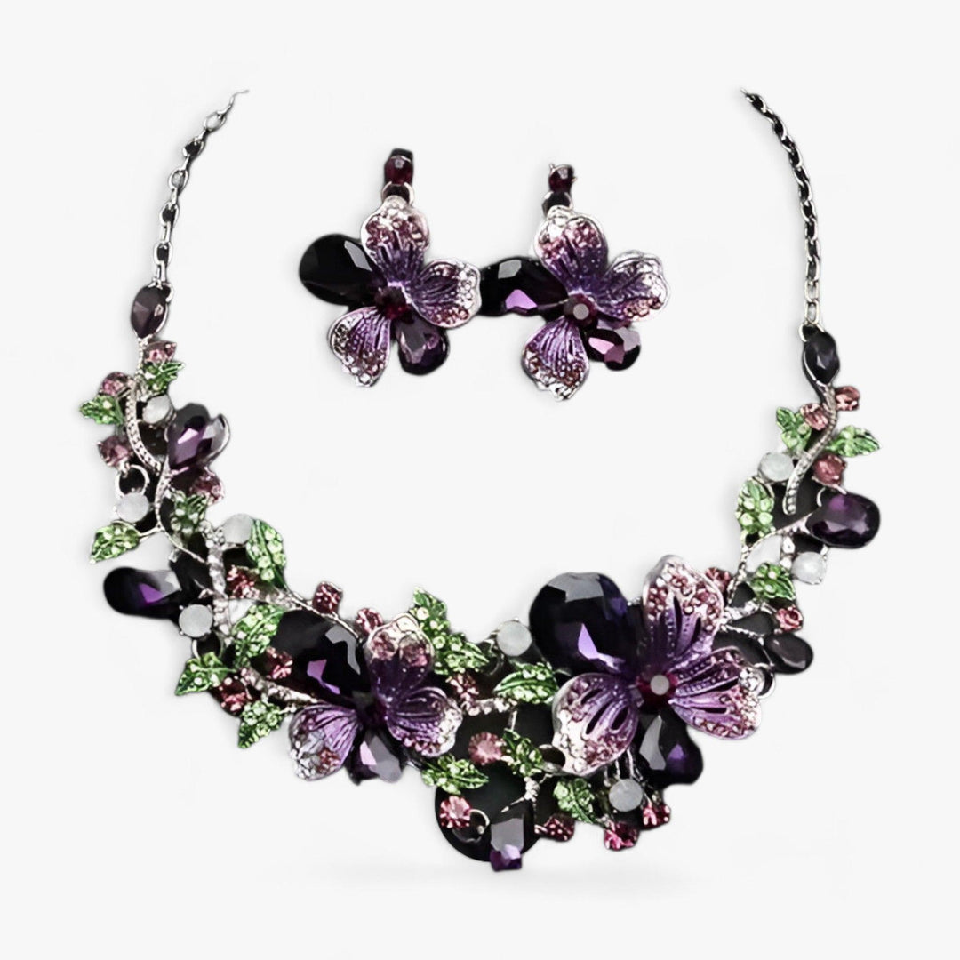 FLORENTIA | Bruidssieraden - bloemenketting en oorbellen