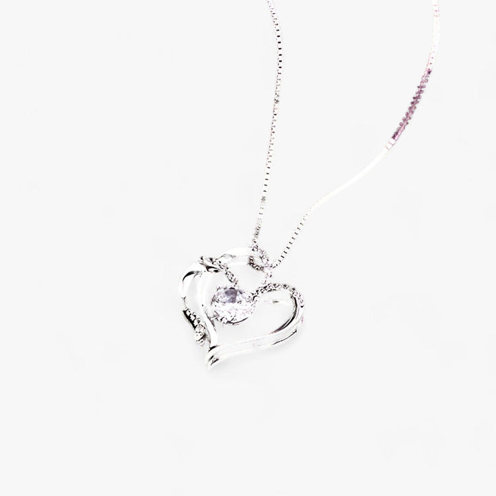 Lovies | Elegante Hart Zirkonia Ketting met Luxe Rozen Cadeauverpakking