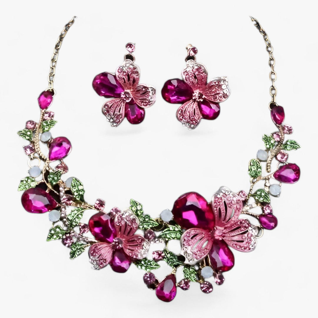 FLORENTIA | Bruidssieraden - bloemenketting en oorbellen