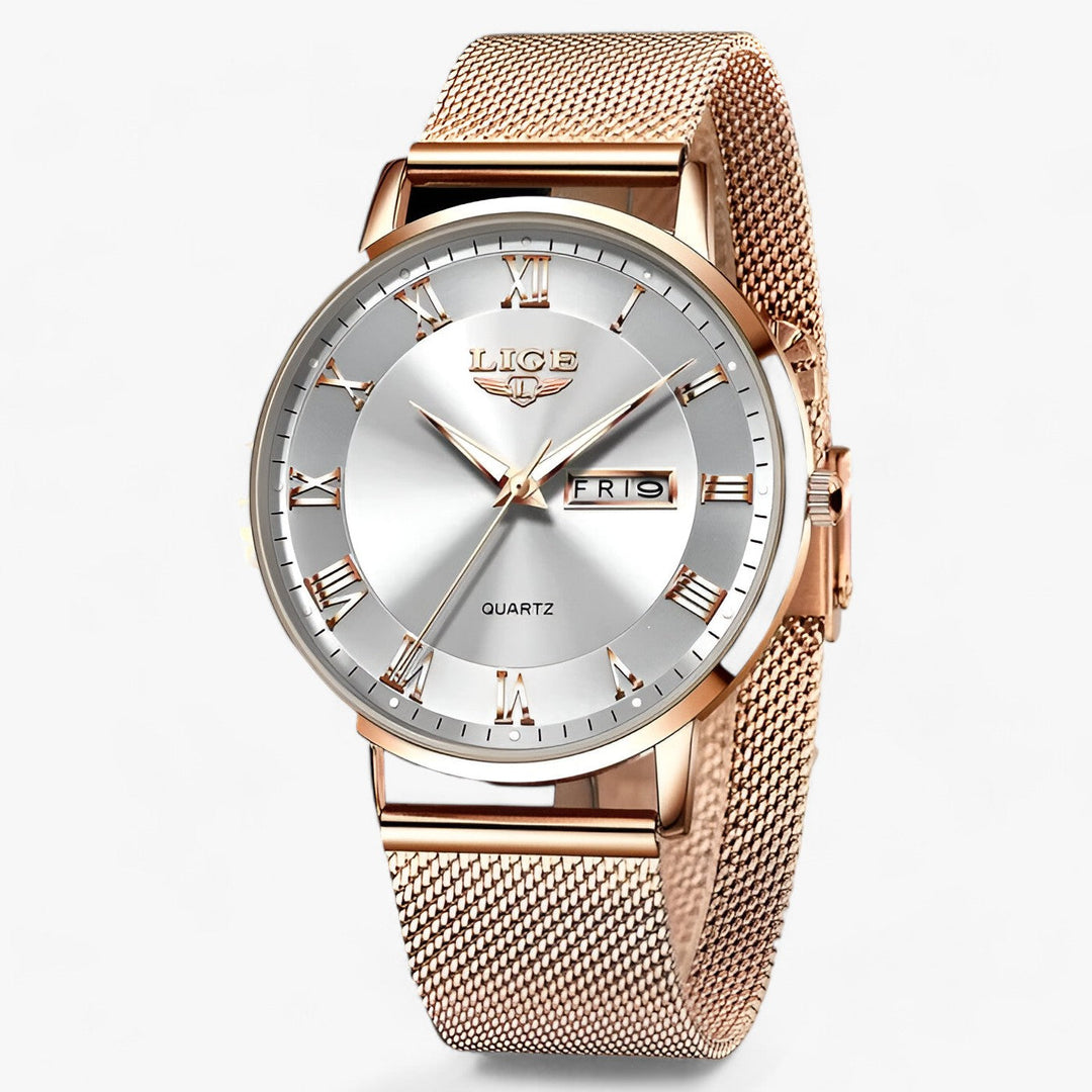 Rond elegante staal-mesh Horloge