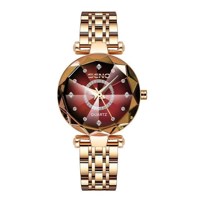 Quarta | Diamant Horloge - Rood - #Calora#