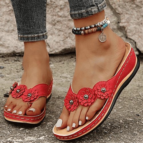 Rufana | Masserende Zomer Sandalen - Rood - #Calora#