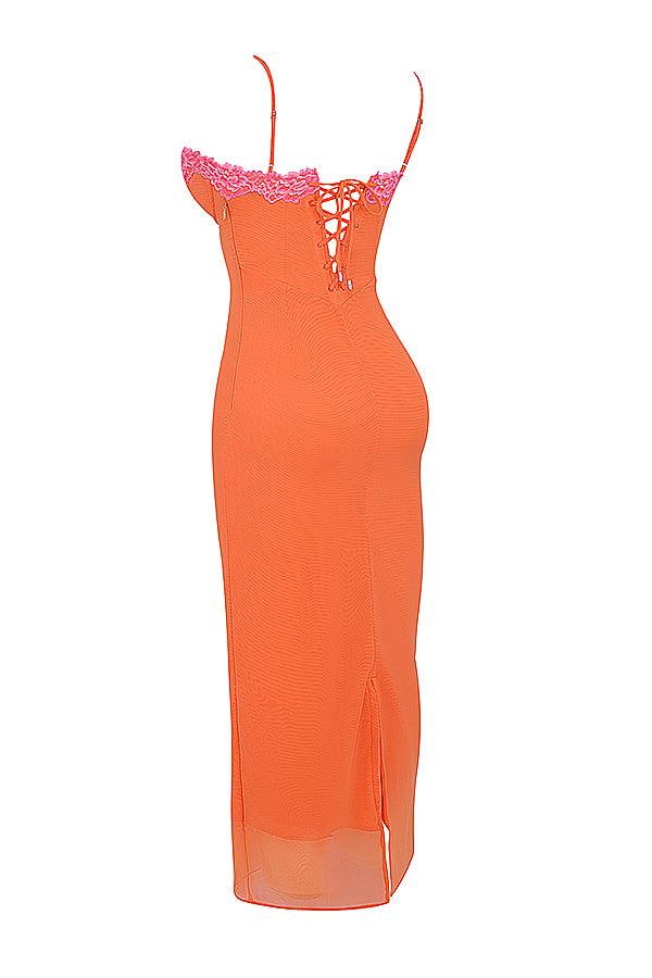 Gloria | Oranje Maxi Jurk met split