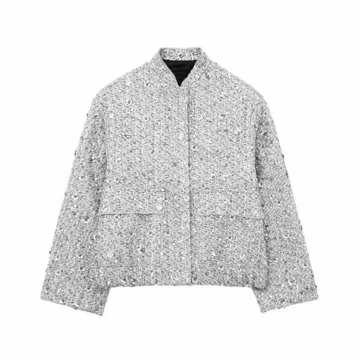 Sera | Chique Bomber Jas - Zilver Glitter - #Calora#