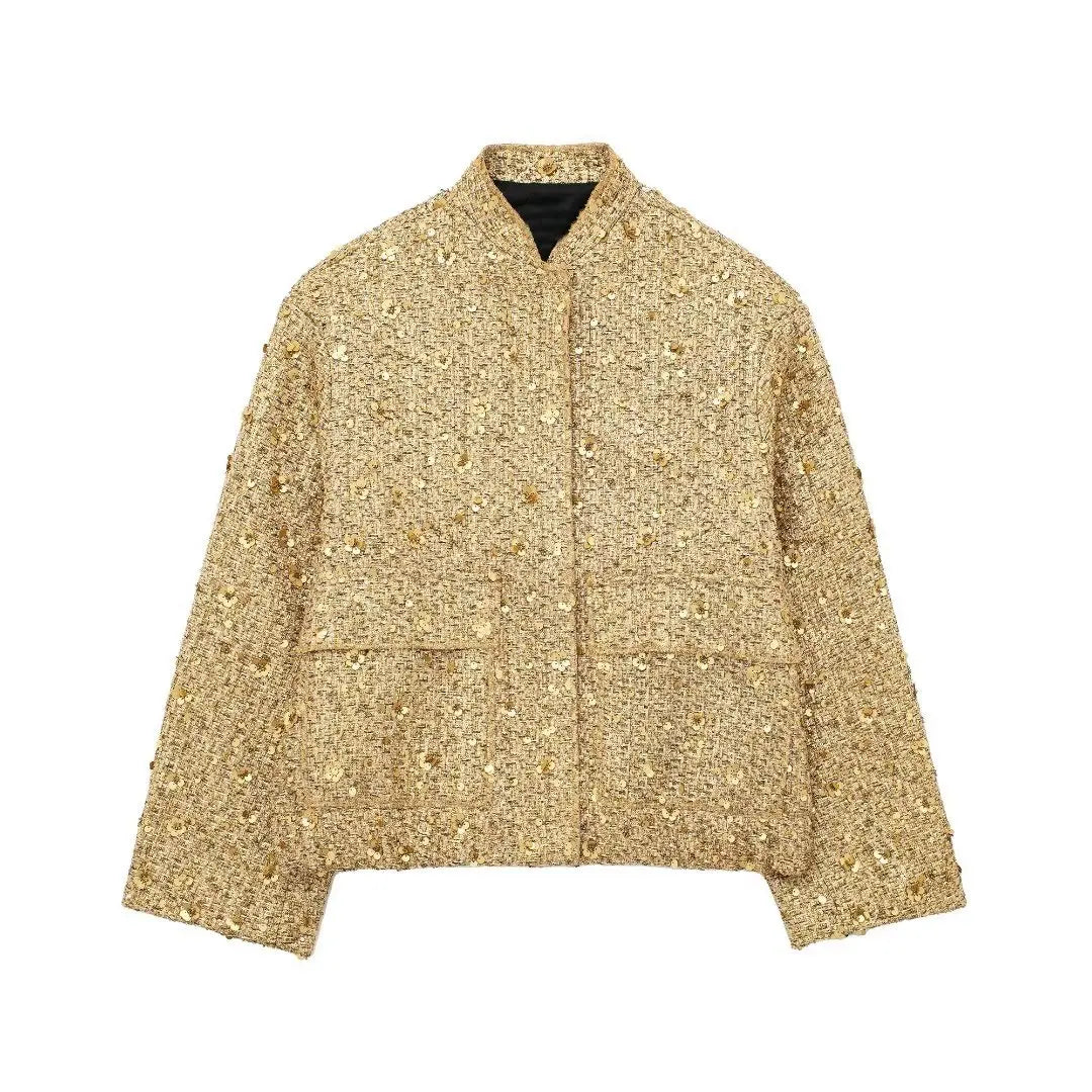 Sera | Chique Bomber Jas - Goud Glitter - #Calora#