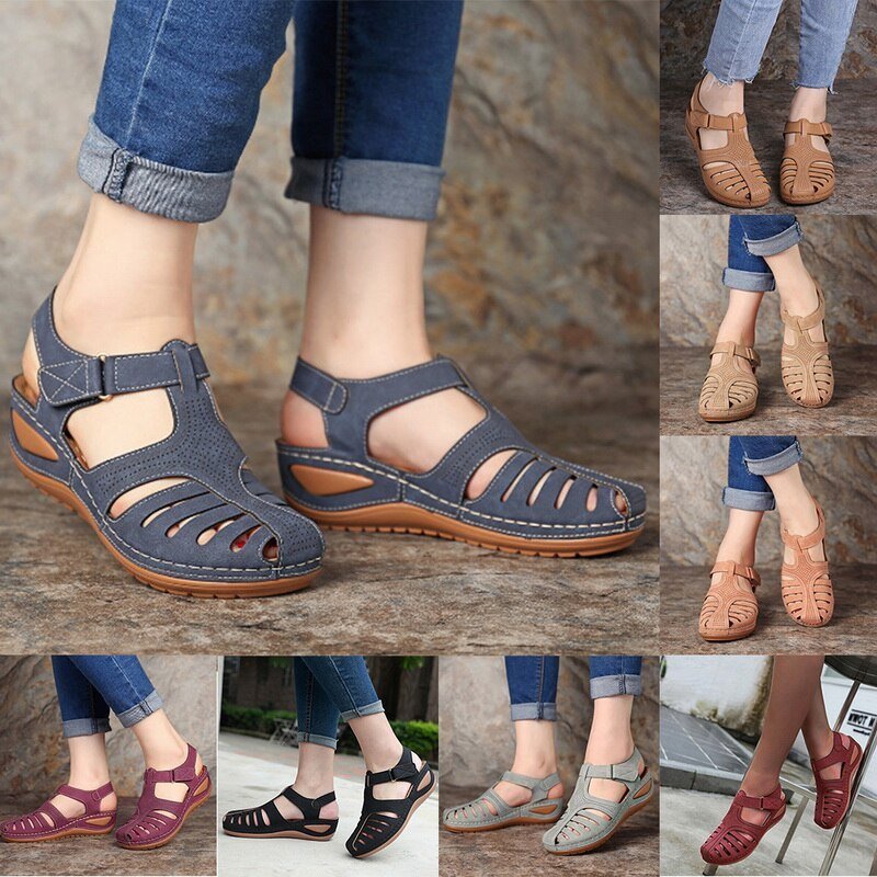 Seraphia | Leren Retro Sandalen - Paars - #Calora#